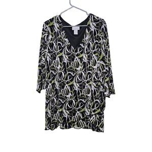 Anna Maxwell Blouse 4X 30/32 Crinkle Accordian Business Casual V-neck Artsy